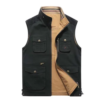 

Spring Autumn Double Side Wear Vest with Many Pocket Men Casual Vest Military Style Big Size OURWEAR Waistcoat Male Clothes