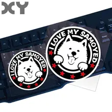 XY Adesivos Bonito Do Cão do Animal de Estimação Animal Adesivos de Vinil Engraçado Samoieda Janela Dianteira Do Carro À Prova D' Água Reflexiva Decalque