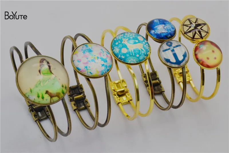 BoYuTe (5 PiecesLot) Round 20MM 25MM 30MM Cabochon Base Blank Bracelet Bangles Tray Bezel Diy Hand Made Jewelry Accessories (8)