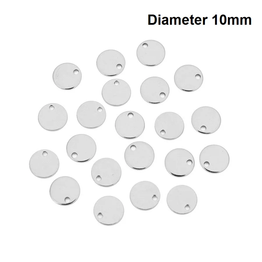 Ckysee 20 шт./лот 6/8/10/12/15/20/25 мм Нержавеющая сталь плоский круглый диск подвески золотой кулон с маленькими отверстиями, штамповка заготовок тегов Подвески - Окраска металла: 10mm Silver