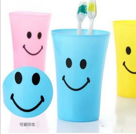 free shipping New Arrival Candy Color Smile Face plastic tooth mug