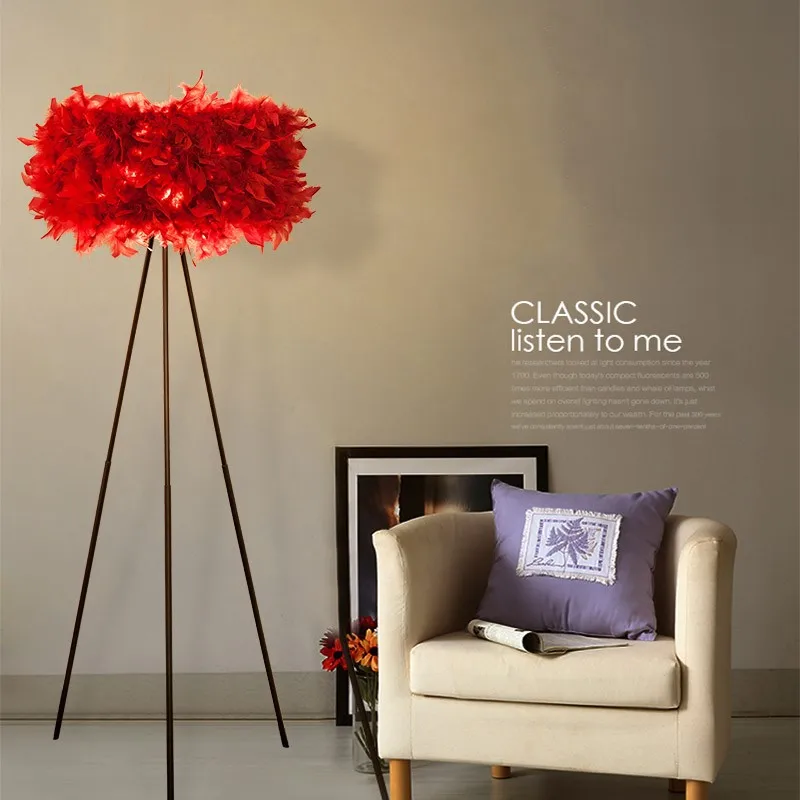

Nordic Modern Concise White Feather Sweet Floor Light Restaurant Bedroom Bedside Lamp Livingroom Decoration Lamp Free Shipping