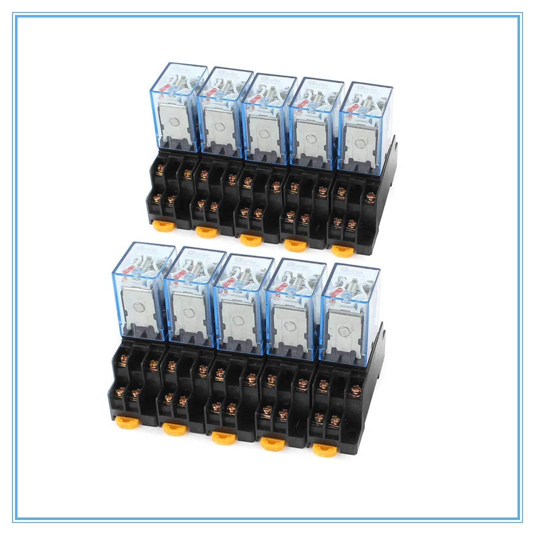 10 компл. MY4NJ HH54PL AC 12/24/110/220 в катушка 4NO 4NC зеленый светодиодный индикатор реле