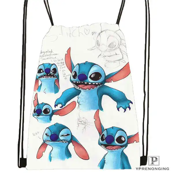 Drawstring Backpack Custom "Лило и Стич" походная сумка на шнурке Cute Daypack Kids Satchel(черная спина) 31x40 cm#180531-04-57 - Цвет: Drawstring Backpack