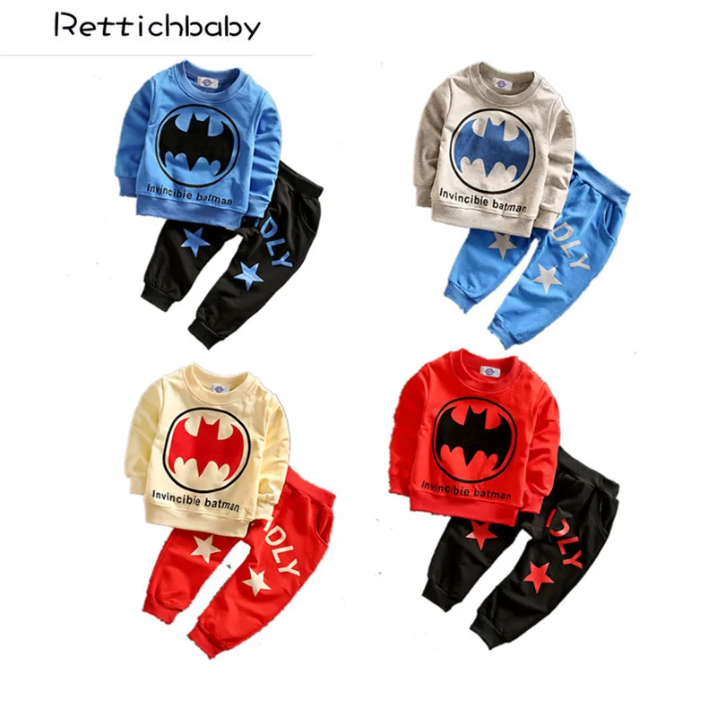 

Spring Autumn Baby Boys Girls Fashion Cotton Clothing Set Infant Batman Printing Long Sleeve Clothes Children's Suit