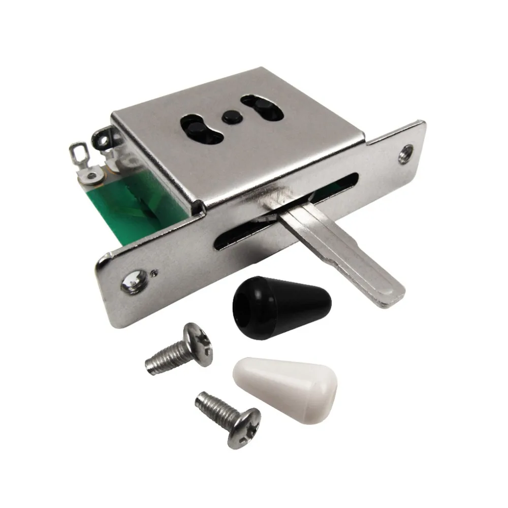 

NEW 5 Way Switch Guitar Pickup Selector Switch with Black/White Cap Mounting Screws for Tele ST Style Guitar