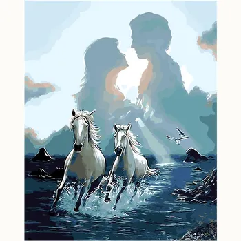 

Paradise of love Painting By Numbers lover gift Paint On Canvas Acrylic Coloring Painting By Numbers For Home Wall Decoration