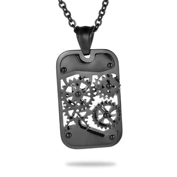 

Biker Titanium Steampunk Men Necklace Stainless Steel Necklace Gear Square Mechanical Necklaces & Pendants Punk Rock Jewelry