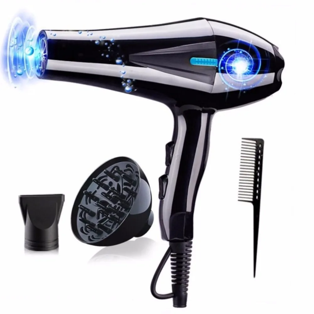 REBUNE 2500W 220V Hair Dryer Blue Light Anion Ceramic Ionic Fast Styling Blow Dryer AC Motor Salon&Home Use yaqiang 3000w hair dryer blue light anion ceramic ionic fast styling blow dryer ac motor salon