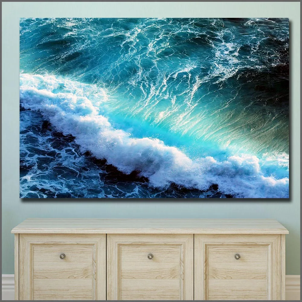 Большой размер Печать настенные картины Масляная Живопись Море Волны океана стены искусства холст печать картины для гостиной и спальни