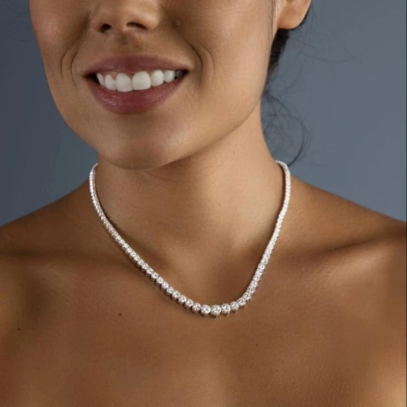 AEAW Bezel Full Moissanite Necklace in 