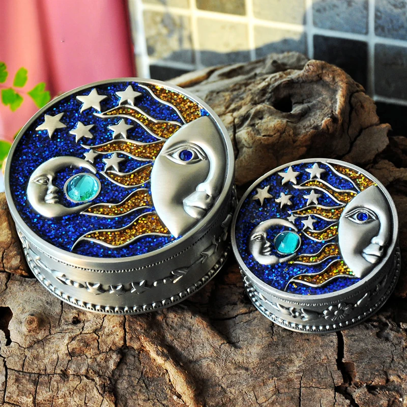 Sun&Moon Retro Jewelry Box European Korean Ring Boxes Princess Earrings Bracelets Necklaces Gift Organizer Storage Box