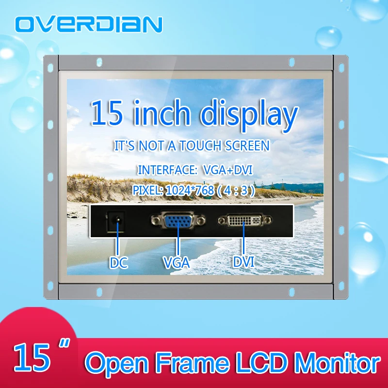 

15Inch Industrial Control Lcd Monitor VGA/DVI Interface White Open Frame Non-Touch Screen Metal Shell 1024*768