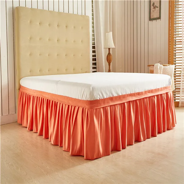Light Pink Solid Color Wrap Around Solid Ruffled Bed Skirt, US Twin Queen King Size Polyester