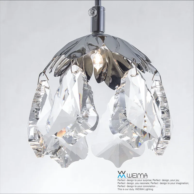 

Chandelier Leaf Led Lamp Leaves Chandeliers Bar Counter Light Crystal Bedroom Modern Led Maple K9 Single Head Lamps