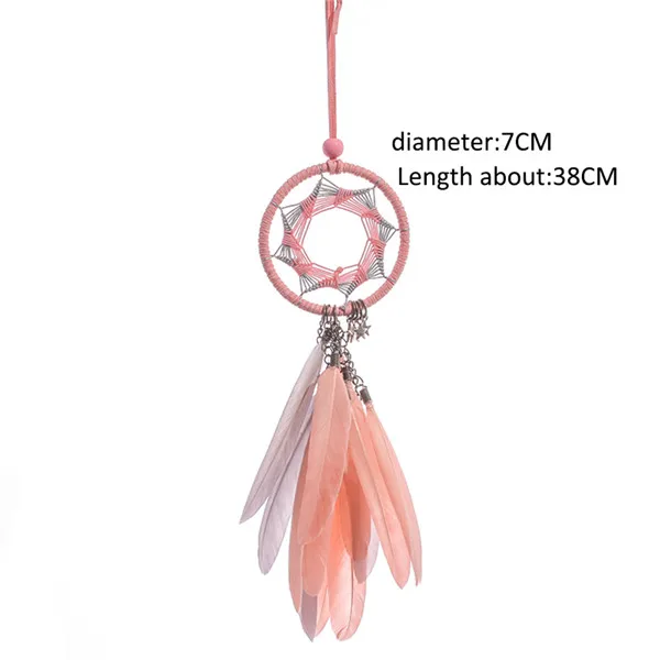 Nordic small dream catcher car dream catcher handmade dreamcatcher white moon dreamcatcher gift for girls for kids for women - Цвет: Розовый