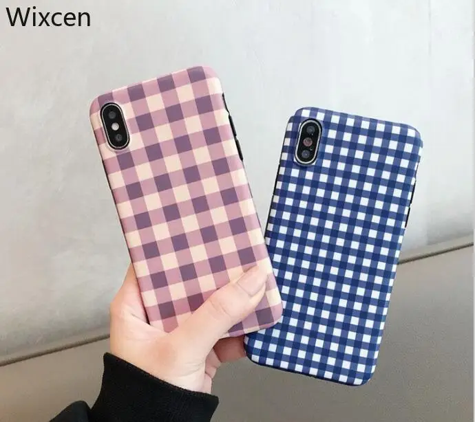 Wixcen корейский розовый клетчатый чехол для телефона Iphone Xs Max винтажный сетчатый