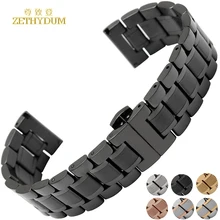 Браслет из нержавеющей стали, Цельный металлический ремешок для часов, общий ремешок для часов 14 15 16 17 18 19 20 21 22 23 24 мм, наручные часы с крючком