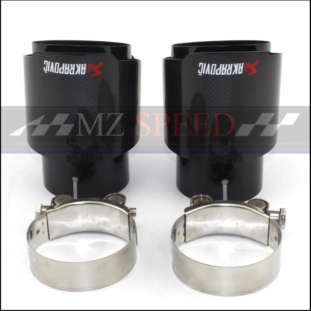

1Pcs long 120mm luster + black stainless steel Akrapovic Muffler End Pipe exhaust pipe muffler For Universal Carbon Exhaust Tips