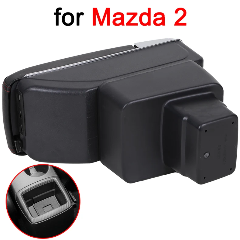 Для Mazda 2 подлокотник коробка Mazda 2 Универсальный центральный автомобильный подлокотник для хранения коробка Подстаканник Пепельница аксессуары двойной подъем с 7 USB