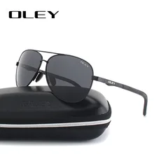 OLEY Unisex polarized Sunglasses Men luxury brand Women Retro pilot Sun Glasses Classic black lens polaroid UV400 Y109