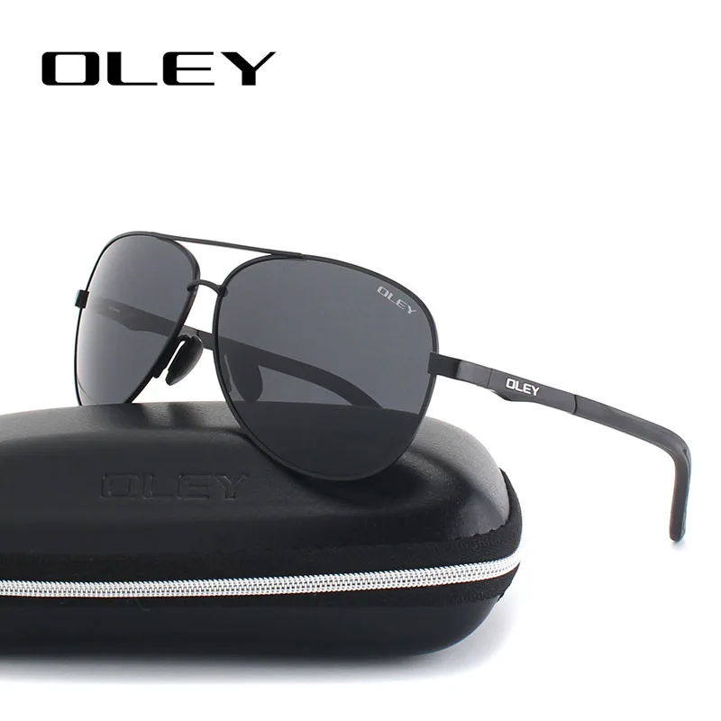 

OLEY Unisex polarized Sunglasses Men luxury brand Women Retro pilot Sun Glasses Classic black lens polaroid UV400 Y109