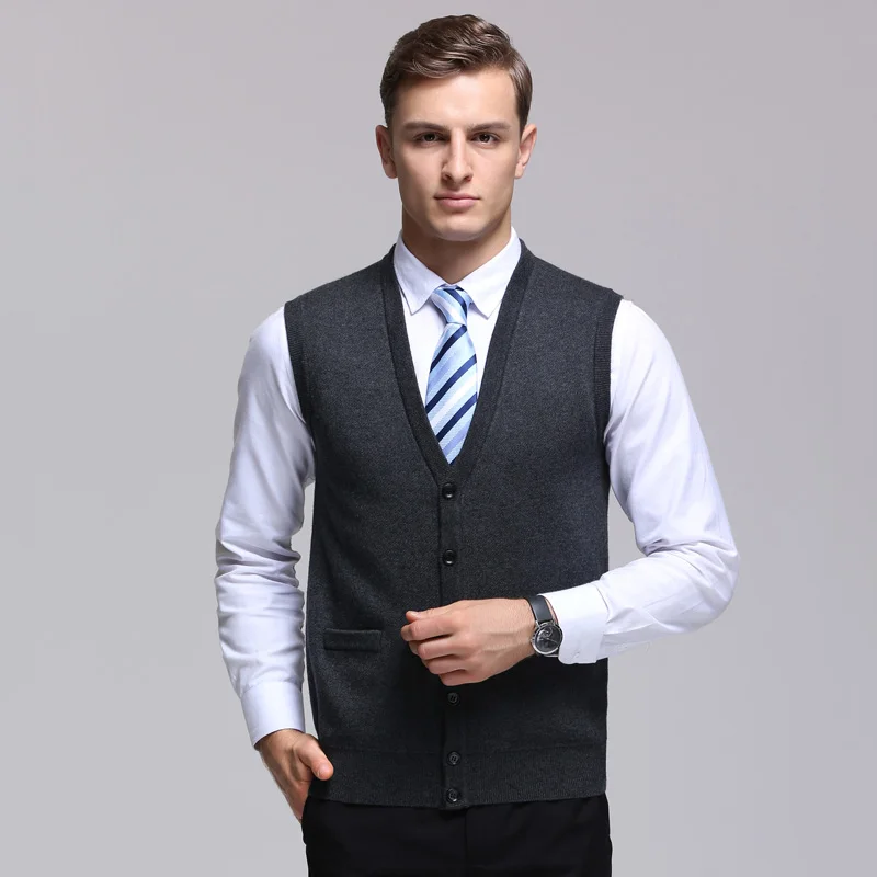 

2019 New Fashion Brand Sweater For Mens Cardigan Vest Slim Fit Jumpers Knitwear V Neck Autumn Korean Style Casual Clothing Male
