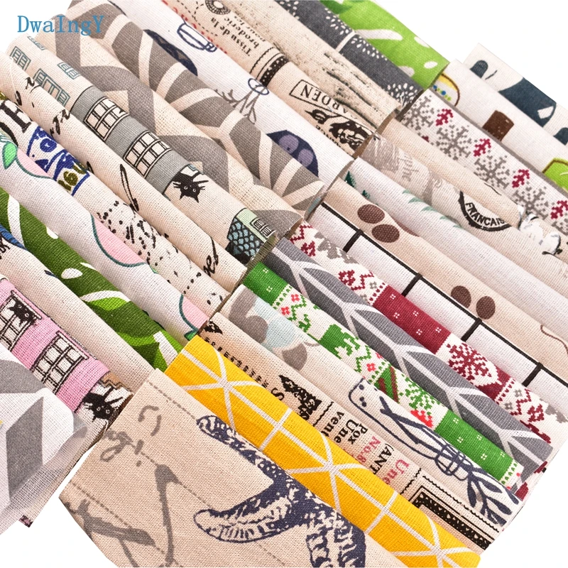 

DwaIngY 30pcs/lot random color,Printed Cotton Linen Fabric For Patchwork,DIY,Quilting,Sewing Placemat Bags Material 15cmx15cm