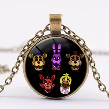 6 estilos cinco noites no freddy figuras colar brinquedos freddy fazbear scrabble telha dos desenhos animados pingente colar de vidro presente das crianças