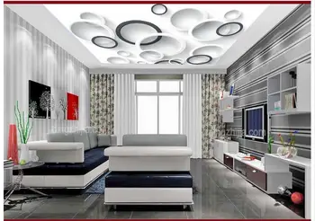 

Custom wallpaper 3d ceiling murals wallpaper Vector circle 3d frescoes on condole top black and white setting wall decoration
