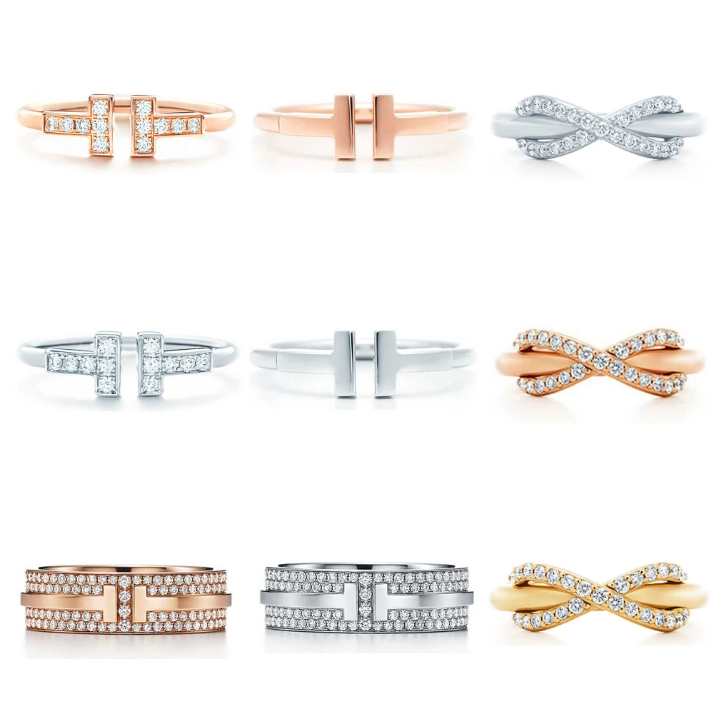 

Suef Charm 925 Sterling Silver Classic T Logo Tiff Ring Heart Ring Rose Gold 18K Gold Silver Jewelry Match World Jewelry Gift