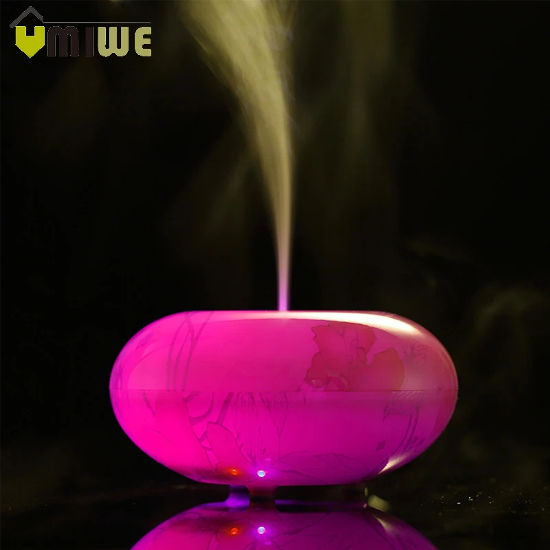 

Lotus Wood Grain Air Humidifier Aroma Essential Oil Diffuser 7 Color Change Night Light Air Purifier Cool Mist Maker for Home