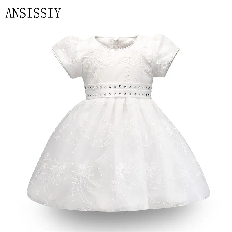 

White Flower Infant Dress Princess Baby Christening Dress Baptism 1st Birthday Wedding Vestido Clothes Newborn Infant Easter