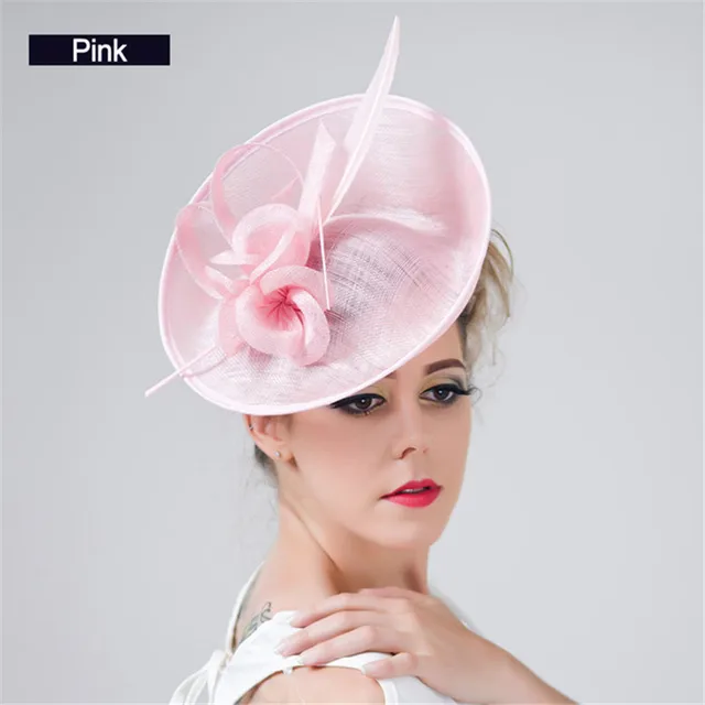 Mingli Tengda Pink Wedding Hats for Women Elegant Vintage Bridal Hats