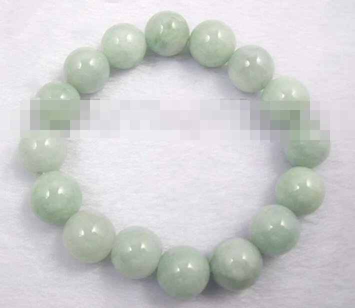 

2788 light green round natural jade beads elastic chain