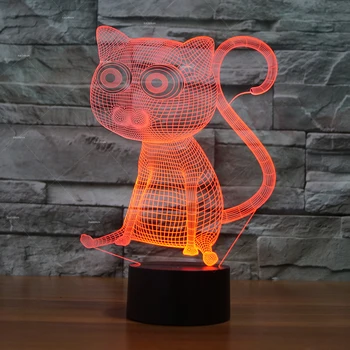 

Art line cute Cat design 3D night light 7 changing color for bedroom store decor kids sleep night lamp birthday gift