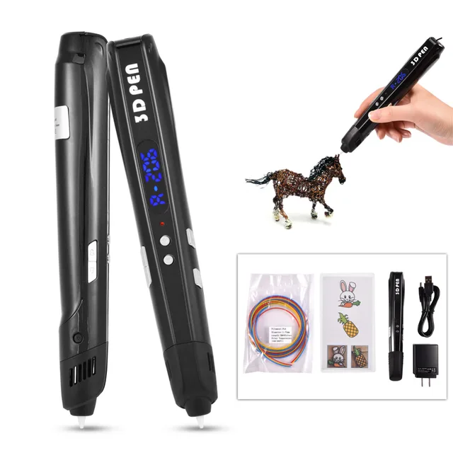 Cheap ABS PLA DIY Graffiti 3D Printing Pen with 3 Colors Filament Perfect Gift for Kids US EU UK Plug