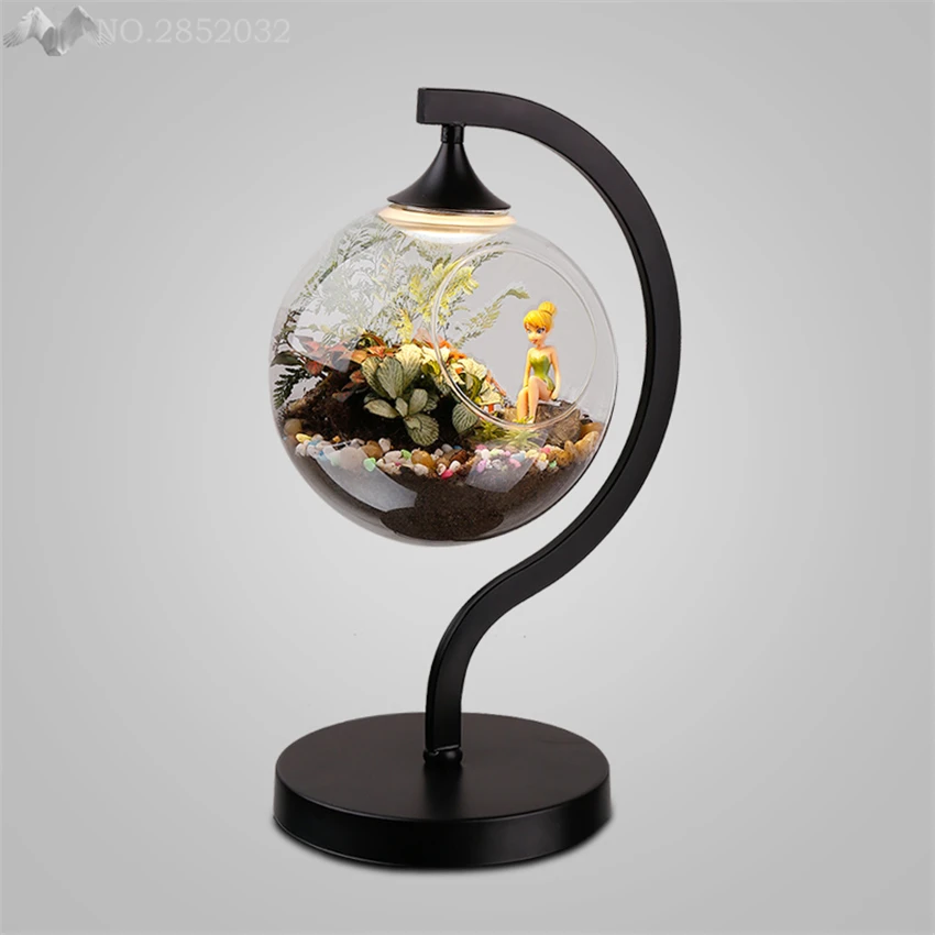 2017 Modern LED table lamp glass lampshade desk night light Creative plant appreciation lamp for