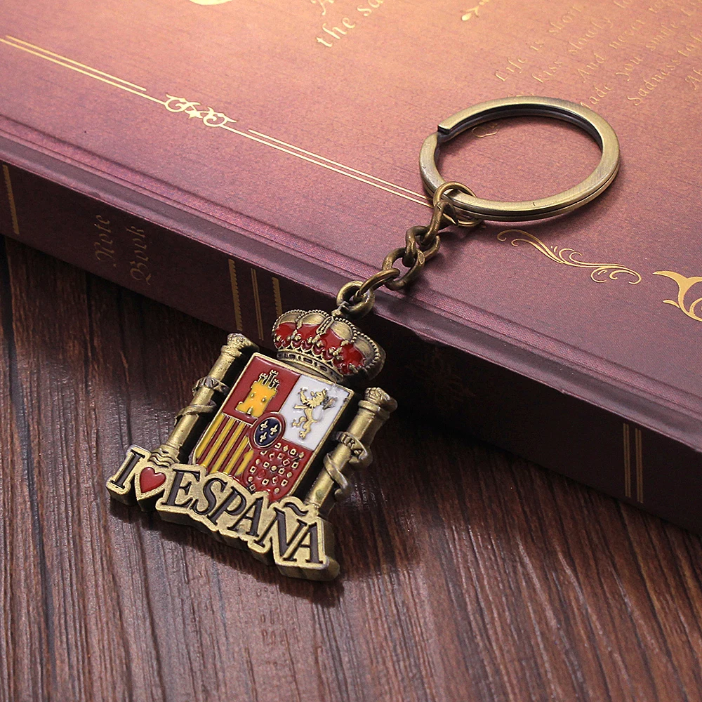 The National Emblem Of Spain Keychain I LOVE SPAIN Antique Bronze Key