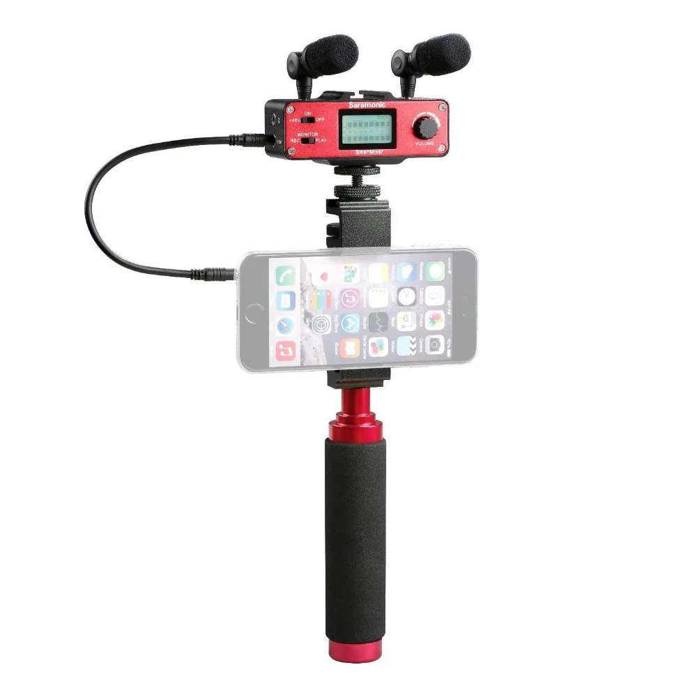 Saramonic SmartMixer font b Smartphone b font Video Film microphone Handheld Recording Stereo Microphone Rig for