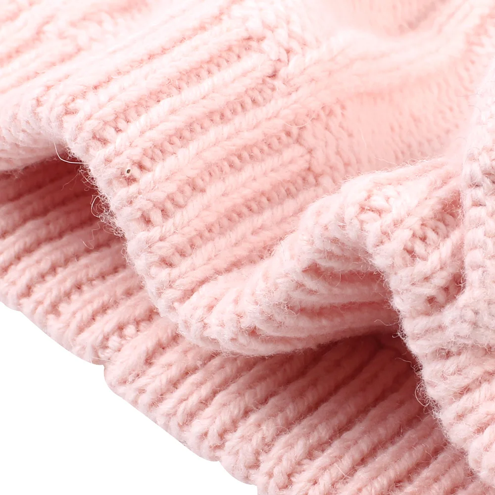Cute Bow Baby Girls Hat Winter Warm Knitted Baby Hat for Girls Cotton Lined Infant Toddler Hat Autumn Baby Girls Clothing 2M-3Y (18)