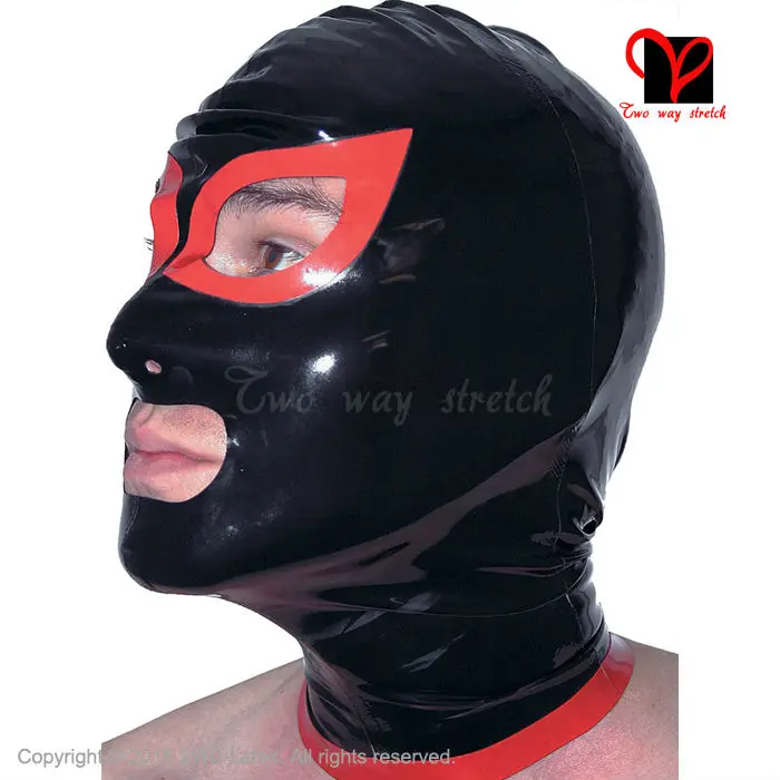 Sexy womanizer Latex Hood Red eye Makeup zipper back Latex Mask