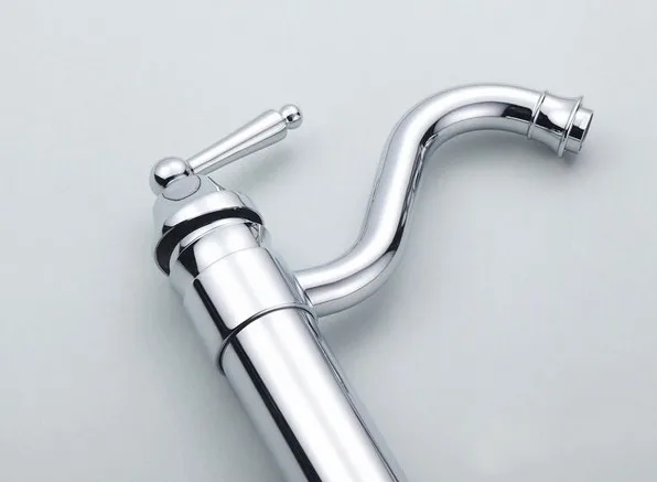 Polished Chrome Brass Gooseneck Single Handle Swivel Kitchen Bathroom Sink Basin Faucet Mixer Taps anf207