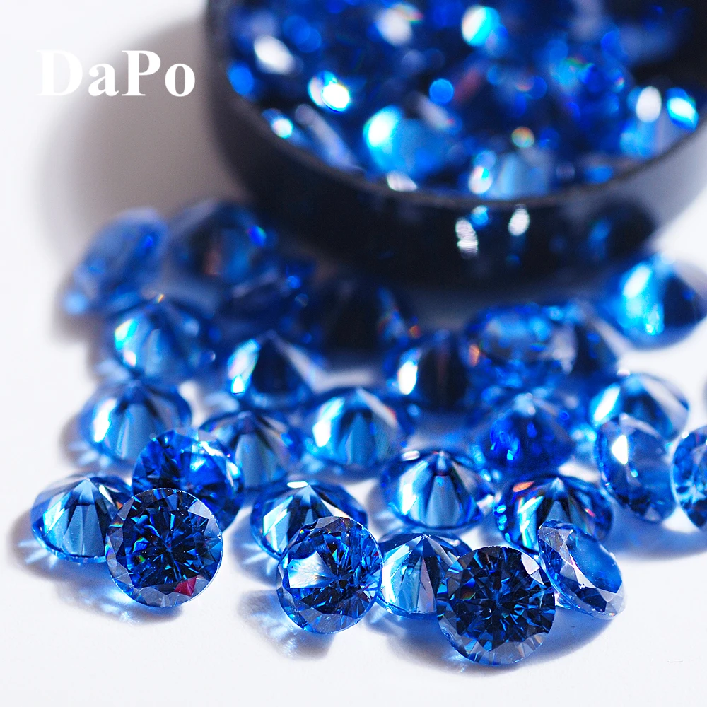 

Super Sparkling Sapphire Crystal Cubic Zirconia Round Shape Exquisite Clear Gemstone 6mm 50pcs For Nail Art Jewelry Decoration