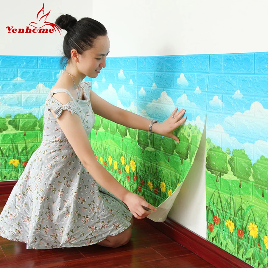 

3D Cartoon Sticker PE Foam 3D Wall Stickers for Kids Room Decor Self adhesive Wallpaper 3D Brick Living Room Bedroom Wall Decals