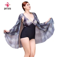 PERONA женское сексуальное пляжное платье с длинным рукавом, винтажные шифоновые пляжные накидки, пляжное полотенце, Солнцезащитная пляжная одежда