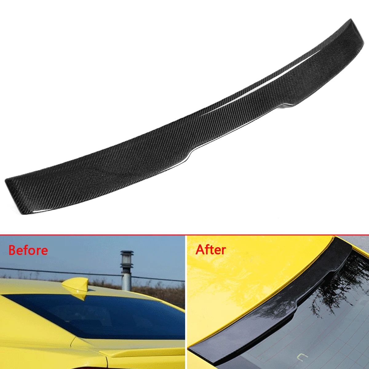 

1x Carbon Fiber Rear Roof Spoiler Car Rear Wing Spoiler For Chevy Camaro LT RS Sport 2016-2018 Auto Spoiler Rear Window Wing Car