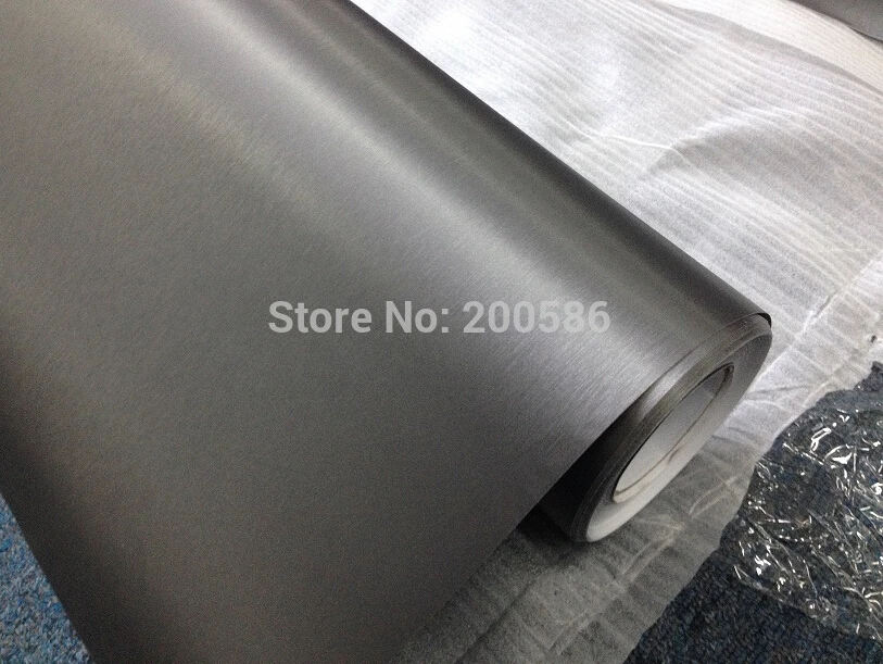 

Tiatanium Grey Brushed Aluminum Vinyl Wrap Air Release Metal Brush Steel Film Automobiles Motorcycles Free Ship 1.52*30m/Roll