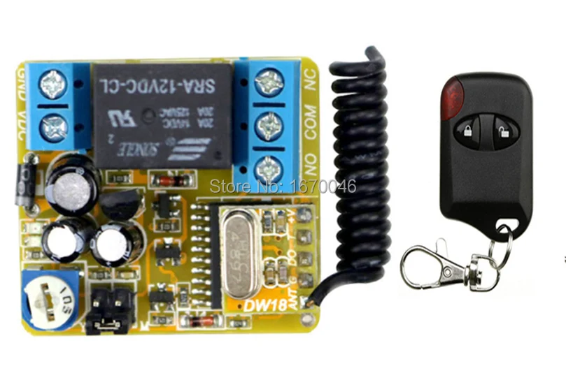 

DC12V 1CH Wireless Time delay Remote Control Switch System 1*Receiver +1*cat eye Transmitters for Appliances Gate Garage Door
