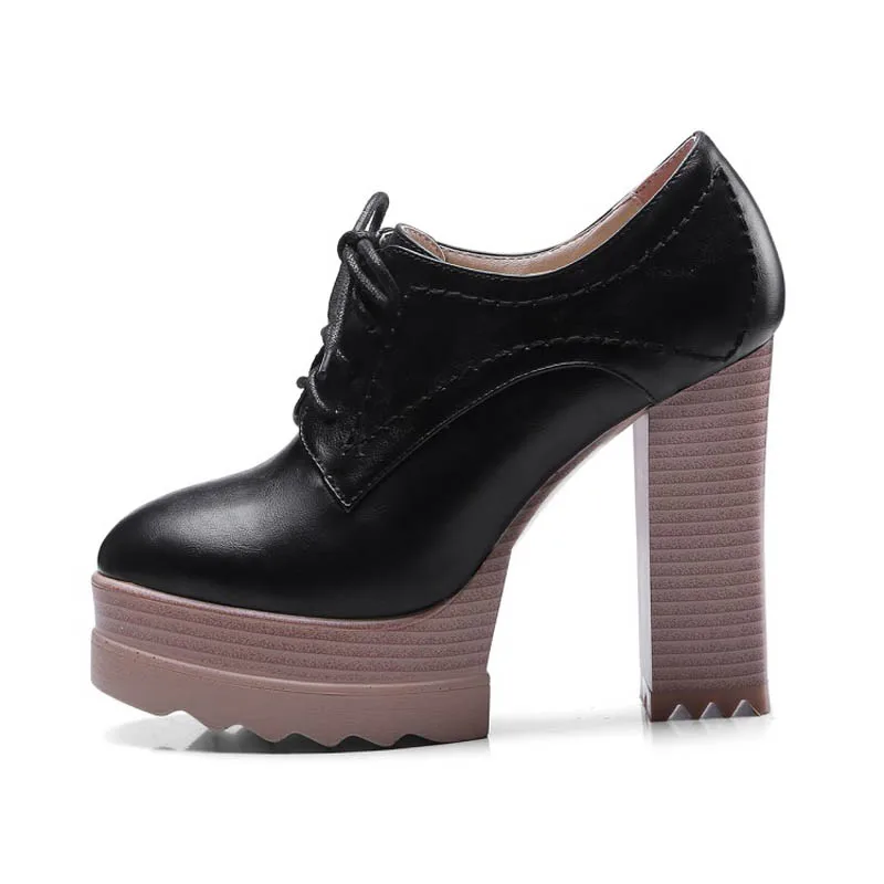 2018 New Platform High Heels Women Oxfords Shoes Ladies Casual Thick Heels Pumps Vintage PU High Heel Ankle Boots Shoes Woman (18)